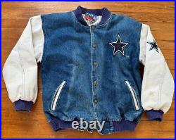 Vintage DALLAS COWBOYS NFL Fans Choice Varsity Heavy Denim Blue Jacket Fits L