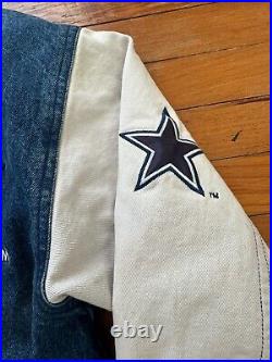 Vintage DALLAS COWBOYS NFL Fans Choice Varsity Heavy Denim Blue Jacket Fits L