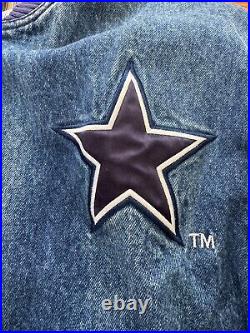 Vintage DALLAS COWBOYS NFL Fans Choice Varsity Heavy Denim Blue Jacket Fits L