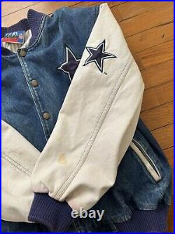 Vintage DALLAS COWBOYS NFL Fans Choice Varsity Heavy Denim Blue Jacket Fits L