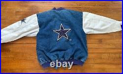 Vintage DALLAS COWBOYS NFL Fans Choice Varsity Heavy Denim Blue Jacket Fits L