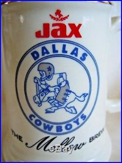 Vintage DALLAS COWBOYS Team Logo 1960-1970 JAX THE MELLOW BEER Ceramic Mug STEIN