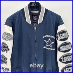 Vintage Dallas Cowboys 5 X's Super Bowl Varsity Bomber Jacket NFL Men Large