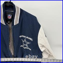Vintage Dallas Cowboys 5 X's Super Bowl Varsity Bomber Jacket NFL Men Large