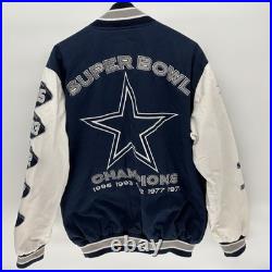 Vintage Dallas Cowboys 5 X's Super Bowl Varsity Bomber Jacket NFL Men Large