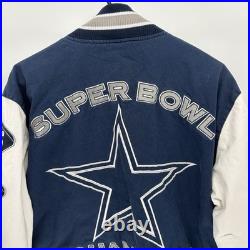Vintage Dallas Cowboys 5 X's Super Bowl Varsity Bomber Jacket NFL Men Large