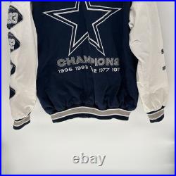 Vintage Dallas Cowboys 5 X's Super Bowl Varsity Bomber Jacket NFL Men Large
