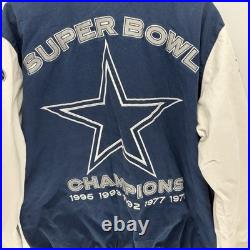 Vintage Dallas Cowboys 5 X's Super Bowl Varsity Bomber Jacket NFL Men Large
