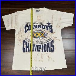 Vintage Dallas Cowboys AOP Super Bowl XXX Shirt Desert Print 1996 Large