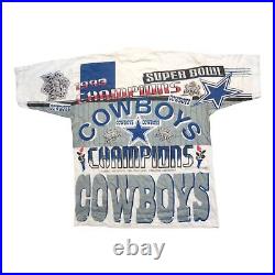 Vintage Dallas Cowboys AOP T-Shirt Mens 2XL 1993 Super Bowl XXVII Champions