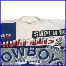 Vintage Dallas Cowboys AOP T-Shirt Mens 2XL 1993 Super Bowl XXVII Champions