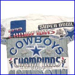 Vintage Dallas Cowboys AOP T-Shirt Mens 2XL 1993 Super Bowl XXVII Champions