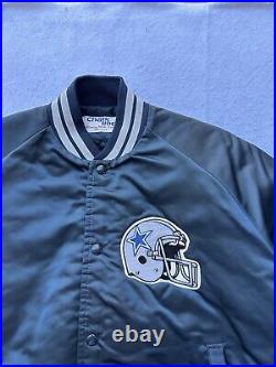 Vintage Dallas Cowboys Chalk Line NFL Satin Jacket 90s Size Large