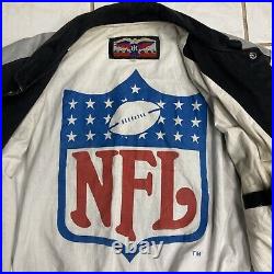 Vintage Dallas Cowboys Denim Leather Trim Jacket Large JEFF HAMILTON Made in USA
