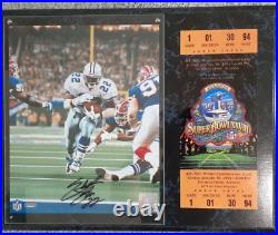 Vintage Dallas Cowboys Emmitt Smith #22 Wall Plaque Superbowl Signed USED