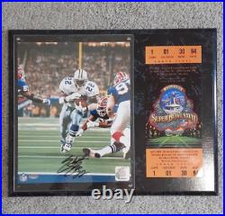 Vintage Dallas Cowboys Emmitt Smith #22 Wall Plaque Superbowl Signed USED