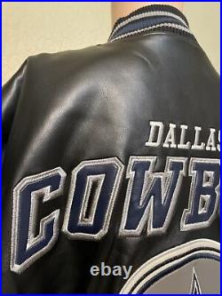 Vintage Dallas Cowboys G III NFL FAUX LEATHER Zip Up Jacket Size Large Men's