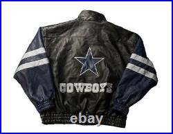 Vintage Dallas Cowboys Game Day Leather Zip Up Gameday Jacket Mens Size L Used