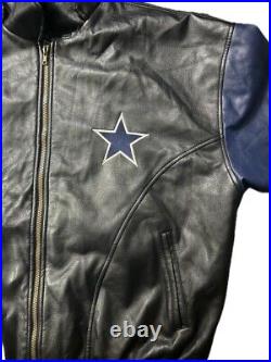 Vintage Dallas Cowboys Game Day Leather Zip Up Gameday Jacket Mens Size L Used