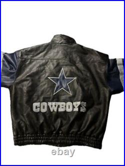 Vintage Dallas Cowboys Game Day Leather Zip Up Gameday Jacket Mens Size L Used