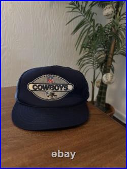 Vintage Dallas Cowboys Hat Cap Snap Back Blue NFL Football Trucker Mesh Mens 80s