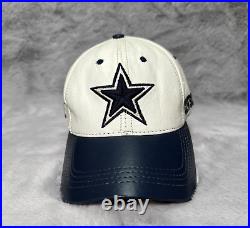 Vintage Dallas Cowboys Hat Cap White Leather Logo Athletic Strap Back NFL