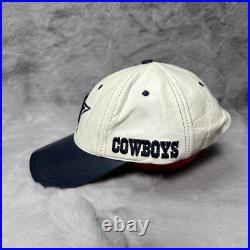 Vintage Dallas Cowboys Hat Cap White Leather Logo Athletic Strap Back NFL