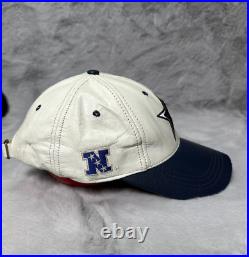 Vintage Dallas Cowboys Hat Cap White Leather Logo Athletic Strap Back NFL