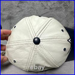 Vintage Dallas Cowboys Hat Cap White Leather Logo Athletic Strap Back NFL