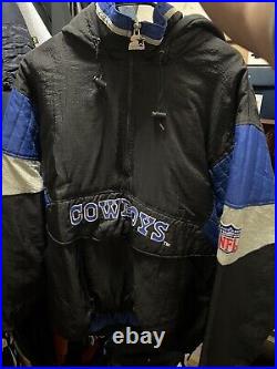 Vintage Dallas Cowboys Hooded Puffer Starter Jacket 1/4 Zip Men's Large