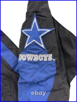 Vintage Dallas Cowboys Jacket Large Pro Line Apex Bomber Puffer AOP Blue Star