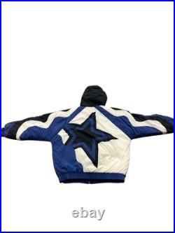 Vintage Dallas Cowboys Jacket Large Pro Line Apex Bomber Puffer AOP Blue Star