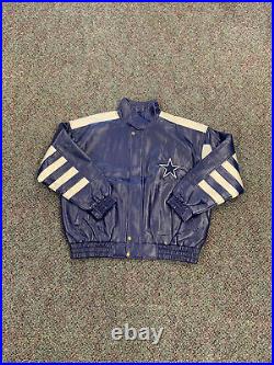 Vintage Dallas Cowboys Jacket Leather Vintage Vtg Authentic Rare Size Large Blue