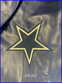 Vintage Dallas Cowboys Jacket Leather Vintage Vtg Authentic Rare Size Large Blue