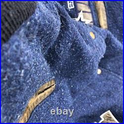 Vintage Dallas Cowboys Jacket Men XL Blue Brown Letterman Wool Leather USA 90s