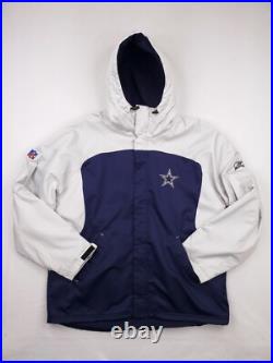 Vintage Dallas Cowboys Jacket Mens Extra Large Blue Gray Reebok Fleece Line Coat