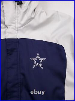 Vintage Dallas Cowboys Jacket Mens Extra Large Blue Gray Reebok Fleece Line Coat