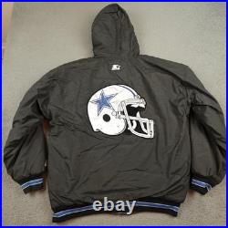 Vintage Dallas Cowboys Jacket Mens Large Black NFL Football Starter Hooded 90s