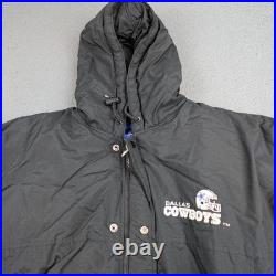 Vintage Dallas Cowboys Jacket Mens Large Black NFL Football Starter Hooded 90s
