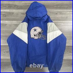 Vintage Dallas Cowboys Jacket Mens Large Blue Gray NFL Football Pullover 90s