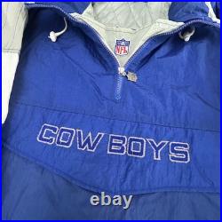 Vintage Dallas Cowboys Jacket Mens Large Blue Gray NFL Football Pullover 90s