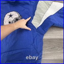 Vintage Dallas Cowboys Jacket Mens Large Blue Gray NFL Football Pullover 90s