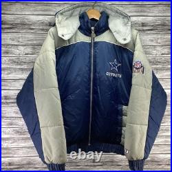 Vintage Dallas Cowboys Jacket Mens Large Blue Pro Player Puffer NFL Football 90s