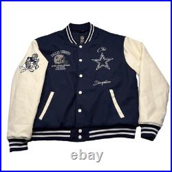 Vintage Dallas Cowboys Jacket Mens Large Blue TEAM ISSUED NFL Varsity Bomber 80s