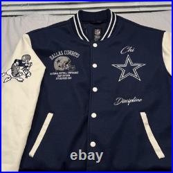 Vintage Dallas Cowboys Jacket Mens Large Blue TEAM ISSUED NFL Varsity Bomber 80s