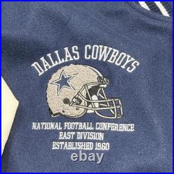 Vintage Dallas Cowboys Jacket Mens Large Blue TEAM ISSUED NFL Varsity Bomber 80s