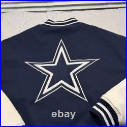 Vintage Dallas Cowboys Jacket Mens Large Blue TEAM ISSUED NFL Varsity Bomber 80s