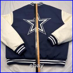 Vintage Dallas Cowboys Jacket Mens Large Blue TEAM ISSUED NFL Varsity Bomber 80s