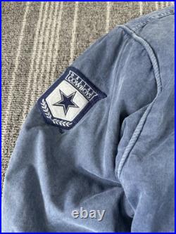 Vintage Dallas Cowboys Jacket Mens Large Blue Washed Troy Aikman #8 Nutmeg 90s