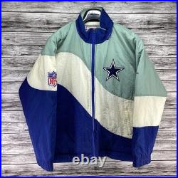 Vintage Dallas Cowboys Jacket Mens Medium Blue Apex One Puffer NFL Pro Line 90s